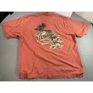 Vintage Paradise Shores Florida Resort Button Up Shirt XL Retro Tourist Graphic